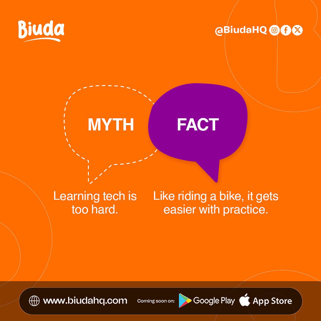 Biudahq's tweet image. 🚀 Myth: Learning tech is too hard.
💡 Fact: Just like riding a bike, it gets easier with practice!
Start small, stay consistent, and watch your skills grow. 🌟

#Biuda #Learningisfun #Codekids #Techkids #Learningwithbiuda #techthemyoung