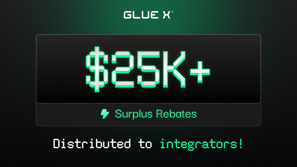 Two weeks ago, we introduced 'Surplus Rebates' on GlueX.

Since then more than $25,000+ has been distributed to our partners.
