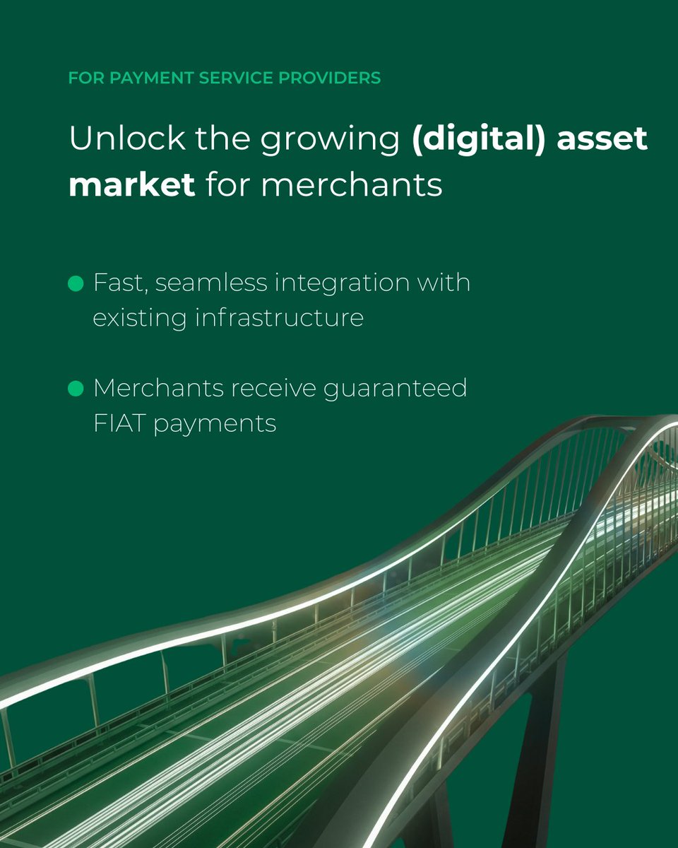 Differentiate your PSP offering by providing merchants with direct access to the growing digital asset market. goSettle's fast API integration guarantees FIAT payments for merchants while helping you boost revenue and attract new clients.

#Payments #PSP #Fintech #Innovation