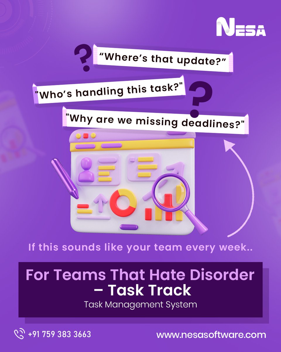 nesasoftware's tweet image. Missed updates. Slipped tasks. Scrambled teams.
It&apos;s not a capacity issue—it&apos;s a system flaw.
Task Track is built for service-based teams that need structure, accountability, and visibility.

#TaskTrack #ServiceOps #WorkflowManagement #ProjectTracking #TeamProductivity