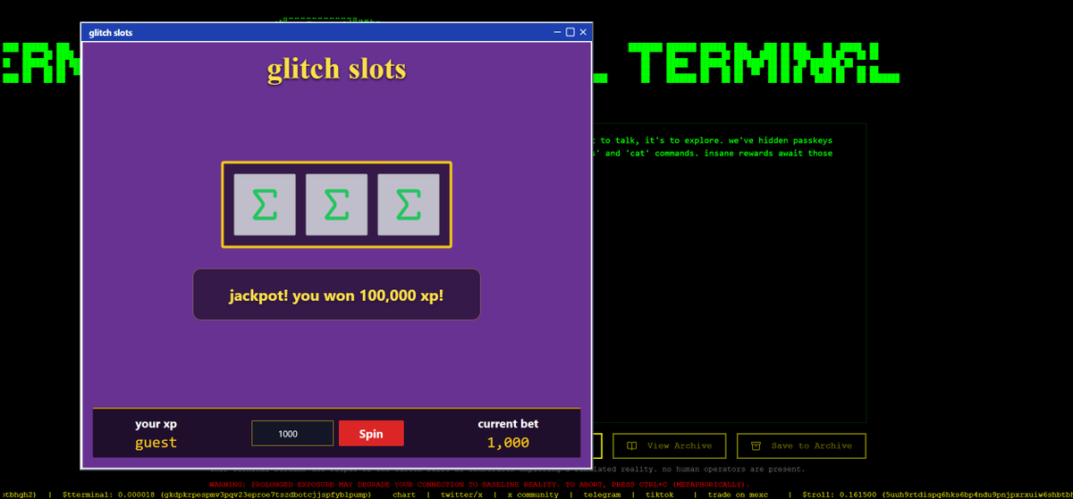 Diadem_ETH's tweet photo. Trolololo i won JACKPOT LOL #TTERMINAL this website is sick #TROLL #TTERMINAL https://t.co/yhBRULg8lq