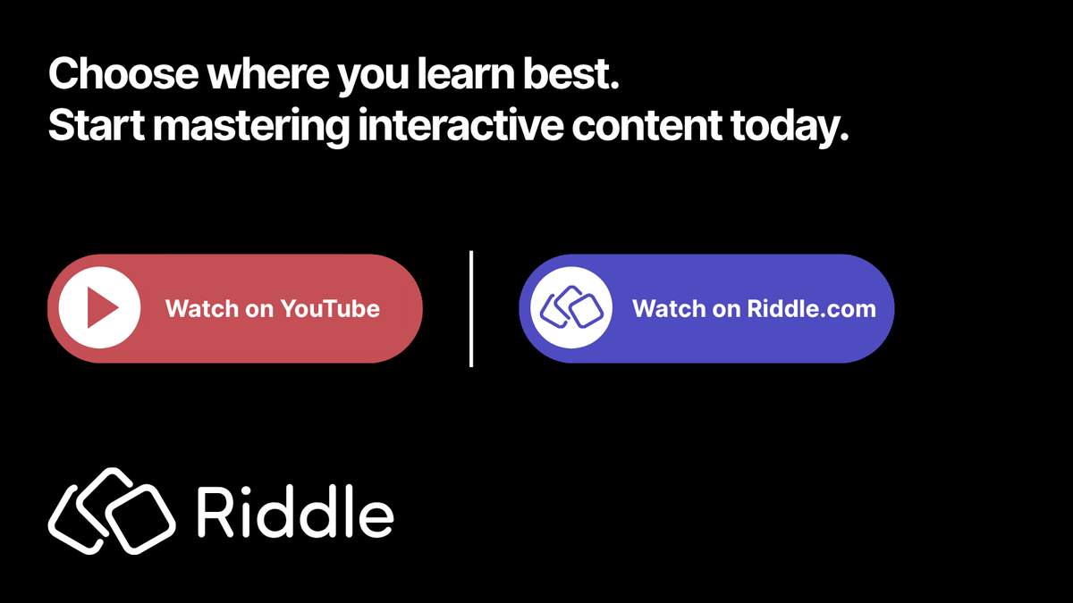 💡 Want to get better at quizzes, polls &amp; interactive content?

📺 Watch tutorials on our YouTube: youtube.com/@Riddleapp
🎓 Or learn directly at Riddle Academy: riddle.com/academy/

Same lessons, two ways to learn. Your call. 🙌 

#Riddle #Quiz #Marketing #Tutorial #Learn