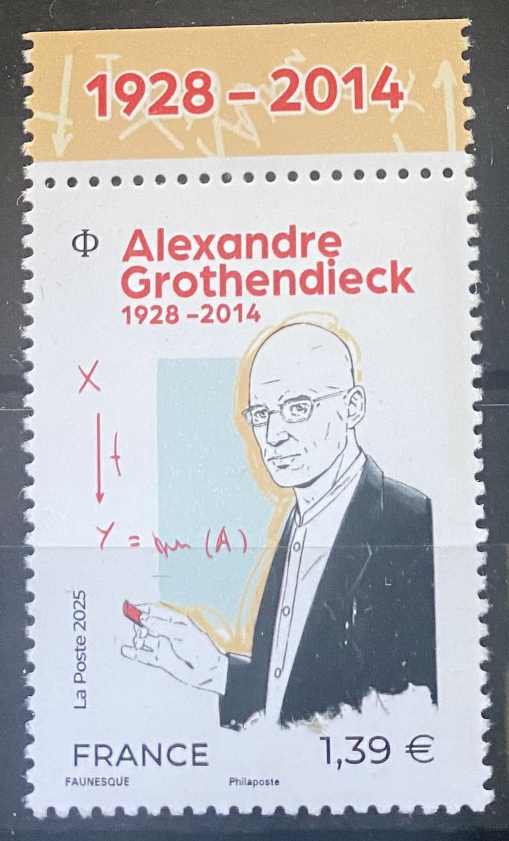 Immense mathématicien français, un des plus grands du XXeme siècle, Alexandre Grothendieck a désormais un timbre à son effigie.
De très nombreux écrits sont encore en lecture, il s’était retiré dans les Pyrénées pour vivre quasiment en ermite les dernières années de sa vie
#maths