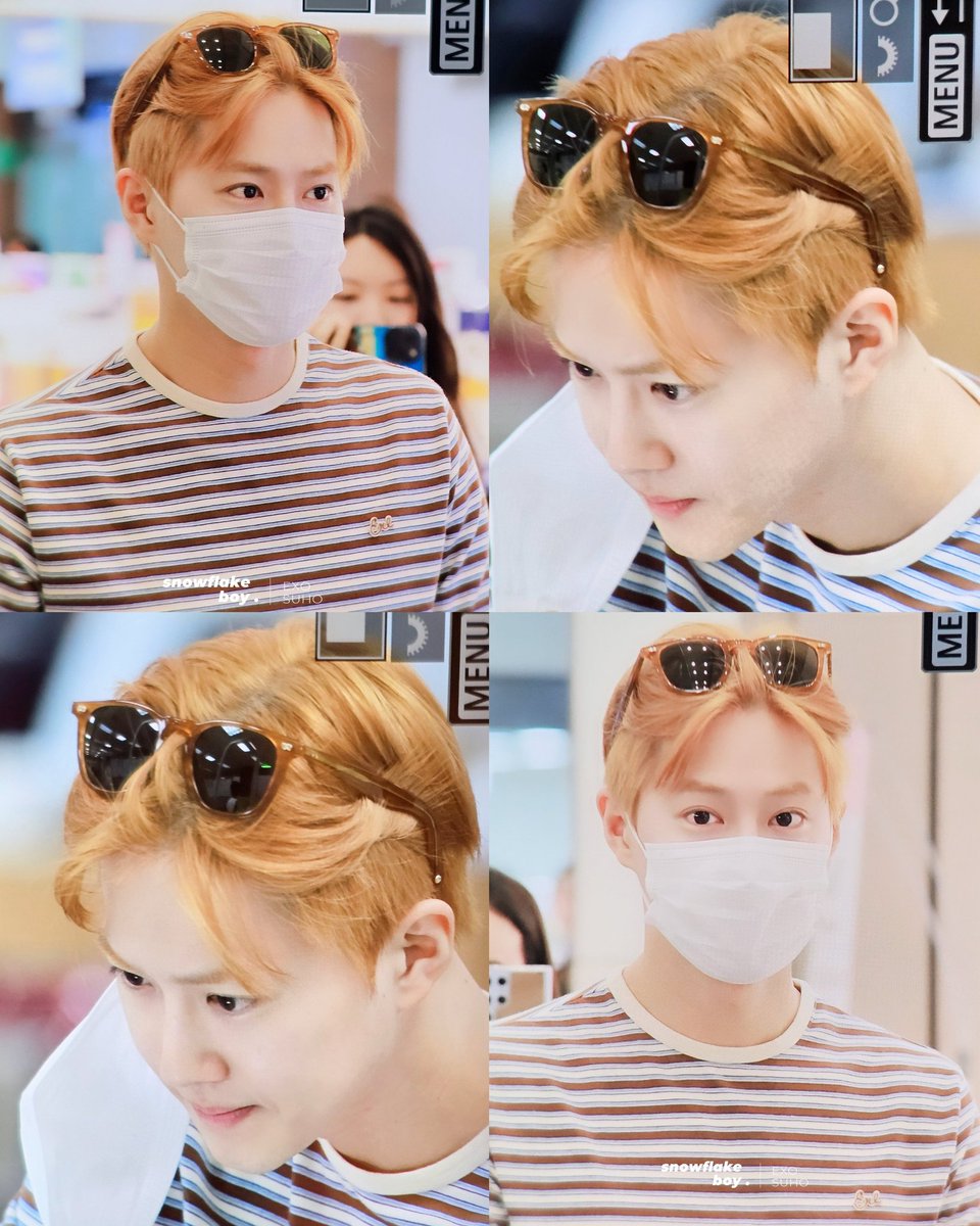 indiesh2o's tweet image. SUHO'S NEW HAIR COLOR OH MY GOD