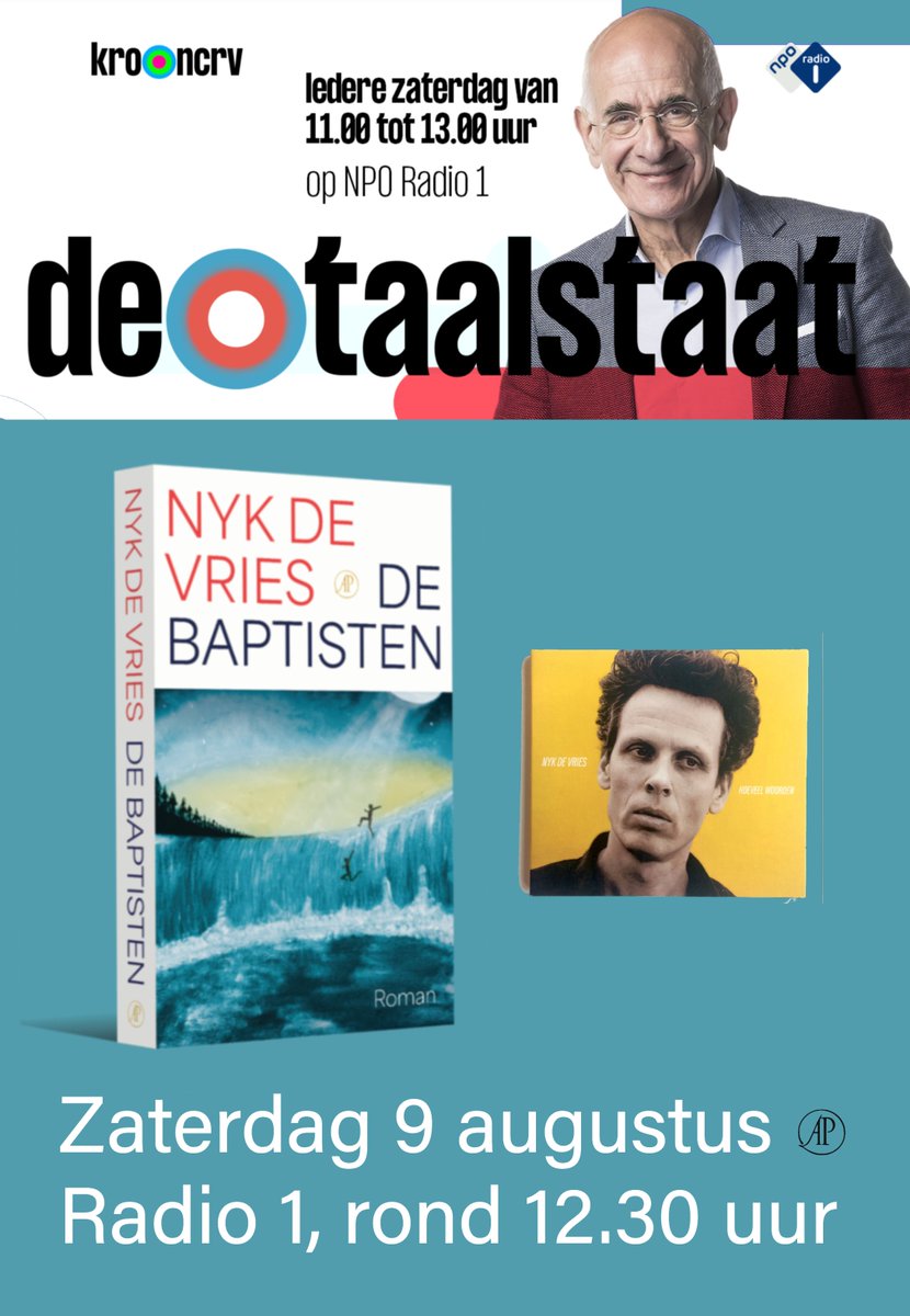 Nykdevries's tweet image. Morgen te gast op @NPORadio1 in @De_Taalstaat waar @fritsspits me interviewt over 'De Baptisten' en over mijn album 'Hoeveel woorden': open.spotify.com/album/0O4AuZG8…

@arbeiderspers