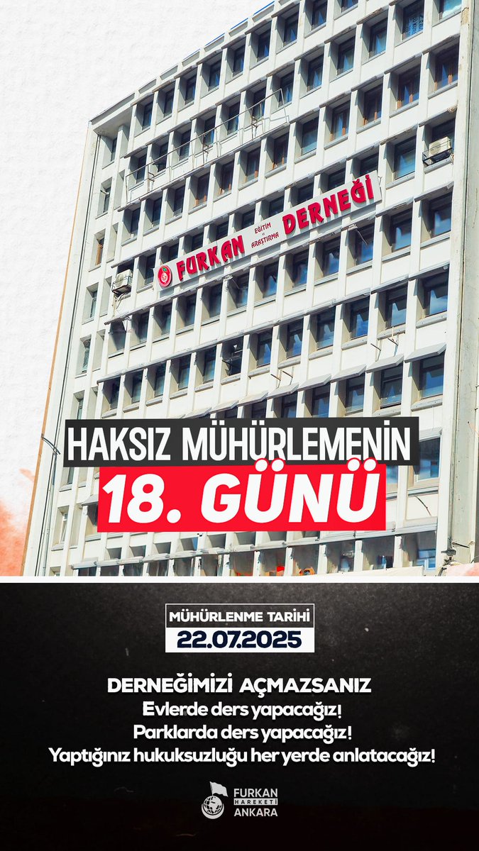 Furkan Hareketi Ankara (@06furkankara) on Twitter photo 📌 Haksız Mühürlemenin 18. Günü !
<a href="/AnkaraValiligi/">T.C. Ankara Valiliği</a>
Derneklerimizi Açın
#FurkanaSistematikZulüm 📌 Haksız Mühürlemenin 18. Günü !
<a href="/AnkaraValiligi/">T.C. Ankara Valiliği</a>
Derneklerimizi Açın
#FurkanaSistematikZulüm