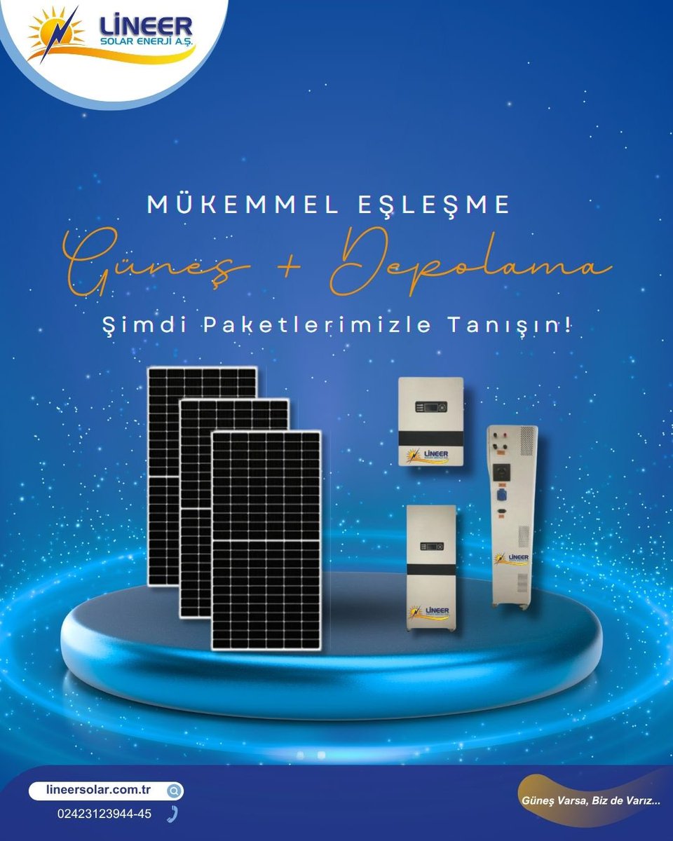 🔹 Mükemmel Eşleşme: Güneş + Depolama ☀️🔋
Enerjinizi güvence altına alın, sürdürülebilir gücünüzü her an kullanın!
🌟 Şimdi avantajlı paketlerimizle tanışın, enerji bağımsızlığınızı kazanın!

📞 0242 312 39 44
🌐 lineersolar.com.tr

#GüneşEnerjisi #Depolama #EnerjiÇözümleri
