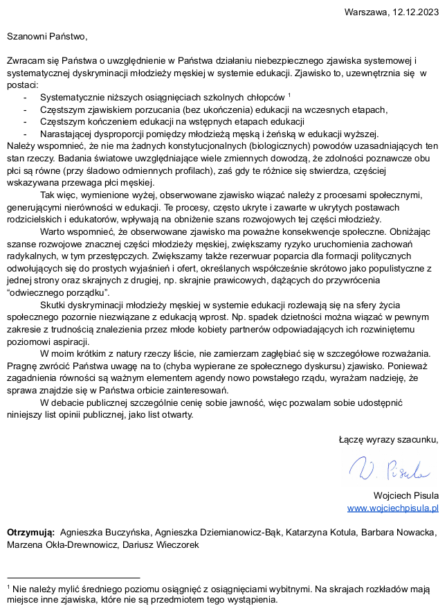 ICRAHB's tweet photo. @KarolinaZioloP @LKierznowski Niestety, zjawisko systemowej i systematycznej dyskryminacji młodzieży męskiej w Polskim systemie edukacji ma się dobrze i jest aktywnie chronione przez kolejne ekipy rządzące. Poniżej moje wyst. i odp. po 14! miesiącach. https://t.co/ilrJcBGbMZ