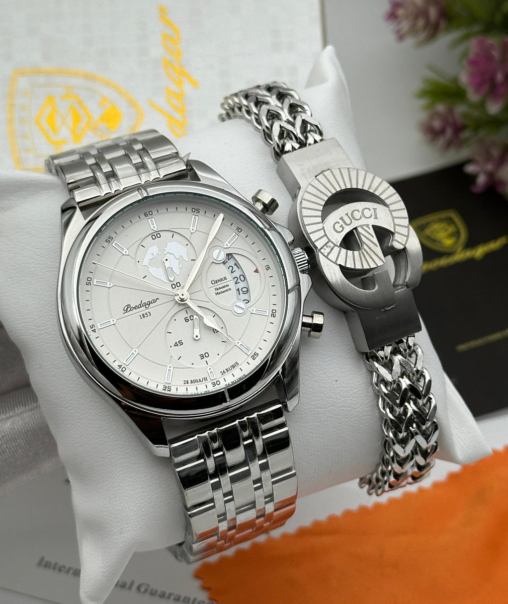 Poedegar brand with bracelet.
Casual Men Watch 
Chronograph working
Waterproof💯
Calendar 📅 
Full Steel 
Quartz

Comes with branded box 📦,watch wipe,extra battery &amp;manual

N40,000 each 

Location: Lagos 

Nationwide delivery 🚚

Kindly help me repost