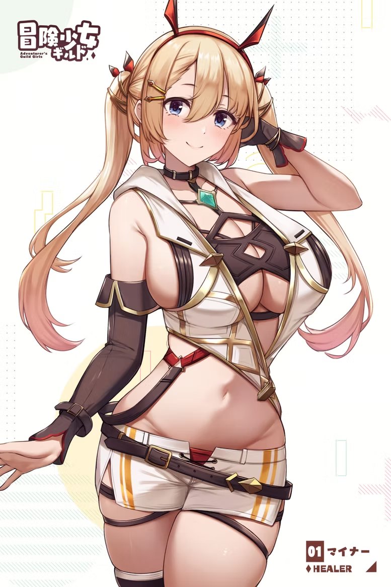 冒険少女ギルド♦️転職シリーズの最初のキャラクター、マイナーちゃんのラフ💛
→元デザイン 