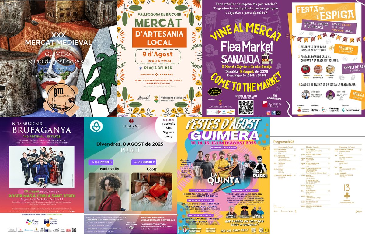 SomSegarra's tweet photo. Sense plans per al cap de setmana? #festesmajors #mercats #concerts #festes #dansa #laberint #expos i #visites, viu l'#estiusegarra!
@lasegarra @AJTorrefeta @danseufestival @ajsanauja @brufaganya @FestivalsAS @laberintdepalla @CConcabella @Espitllera
ℹ️ https://t.co/8ZHEiD282A https://t.co/TNwn3UveIM
