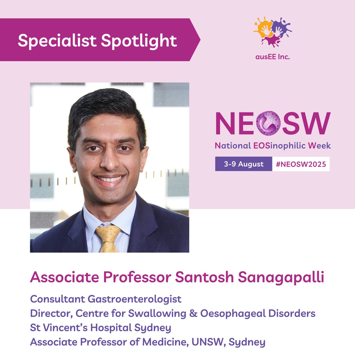 ausEEorg's tweet image. Tonight’s #SpecialistSpotlight is Associate Professor Santosh Sanagapalli.
Read A/Prof Sanagapalli’s bio on our #EOSaware website: eosaware.com/specialistspot…
#NEOSW2025