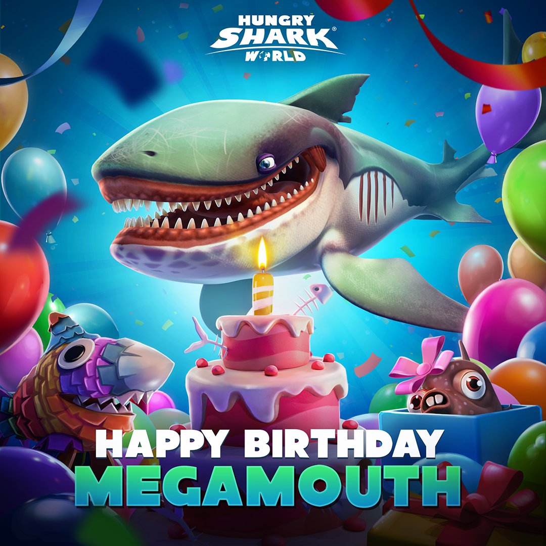 Today is a special day for Megamouth 🥳And what better way to celebrate  than with a discount? Only for today! 🎂🎁 #HungrySharkWorld #Birthday  #discount, image size:1080x1080