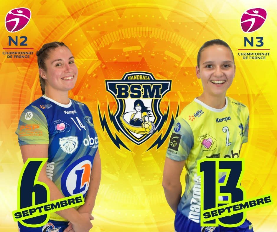BHandball's tweet image. #Championnat
Ne manquez pas les premiers matchs à domicile de la saison 25‑26 de nos équipes féminines ! 
🏆N2F : 6 septembre 2025 à 20h30, notre équipe reçoit Mazan pour le tout premier match à domicile 25/26
🏆N3F : 13 septembre 2025, nos joueuses accueillent Vaulx‑en‑Velin !