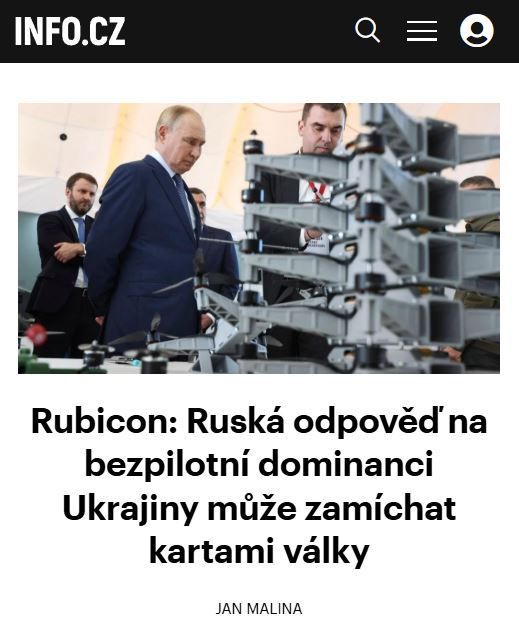 Ruská armáda dlouho hledala odpověď na ukrajinskou expertízu v dronovém boji. Našla ji v jednotce Rubicon. 

Přestože na počet zásahů jsou Rusové stále na míle vzdáleni Ukrajincům, jsou zatraceně dobří.

Co to znamená pro vývoj války❓ Analýza Jana Maliny 👇