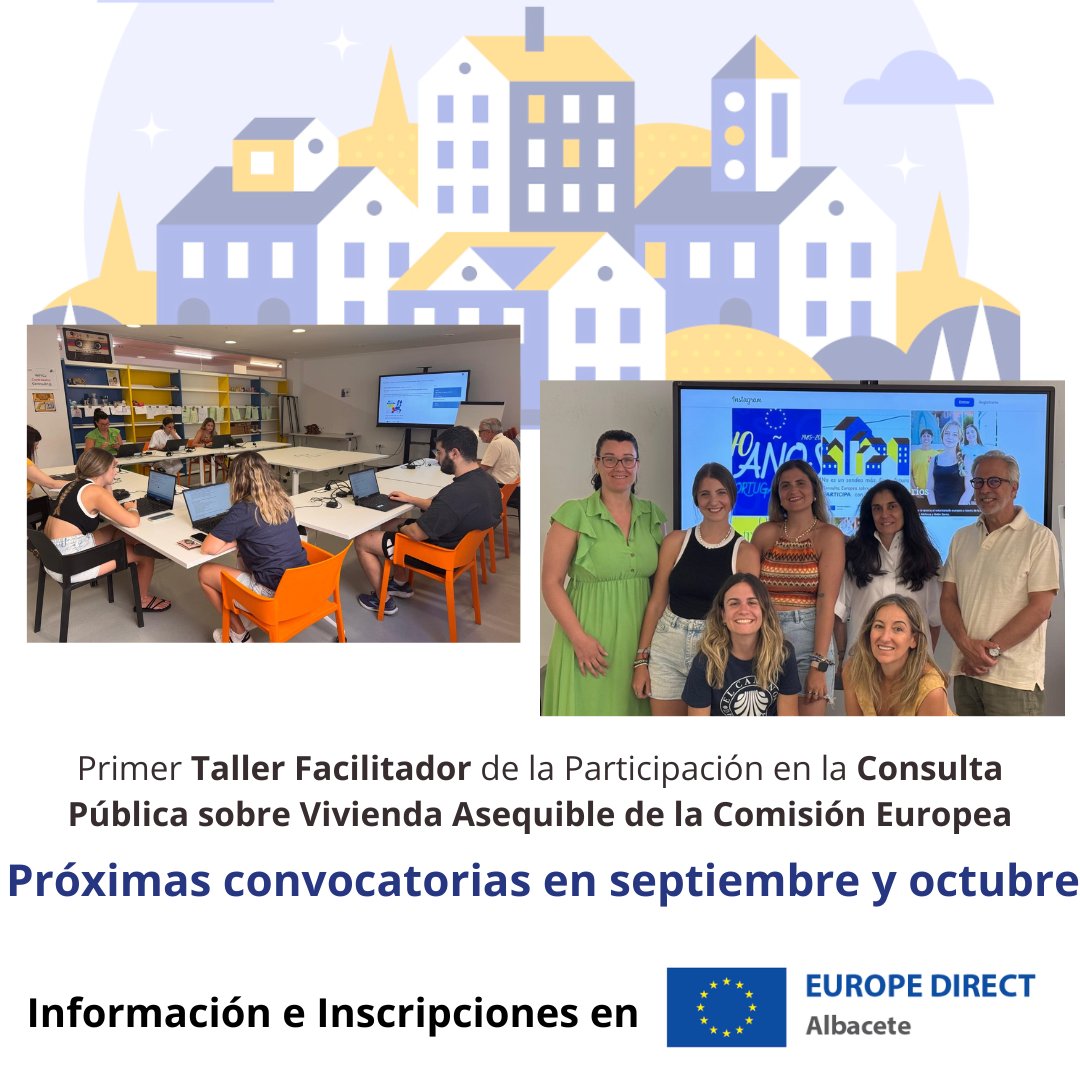 🏡🇪🇺 Albacete ya participa en la Consulta Europea sobre #ViviendaAsequible.
Taller práctico con jóvenes y entorno rural para aportar ideas al futuro Plan Europeo 🗣️.
📅 Nuevas sesiones en sept–oct para que la voz de #Albacete llegue a <a href="/ComisionEuropea/">Comisión Europea en España</a> 
👀👉acortar.link/CbNu3i