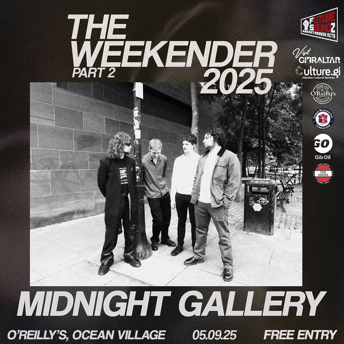 Pleased to share that our Gibraltar show is officially back on.

After July’s cancellation, we’ve rescheduled and will be joining the Weekender Festival next month, September 5th.

Thank you for your patience — we plan on making it worthwhile