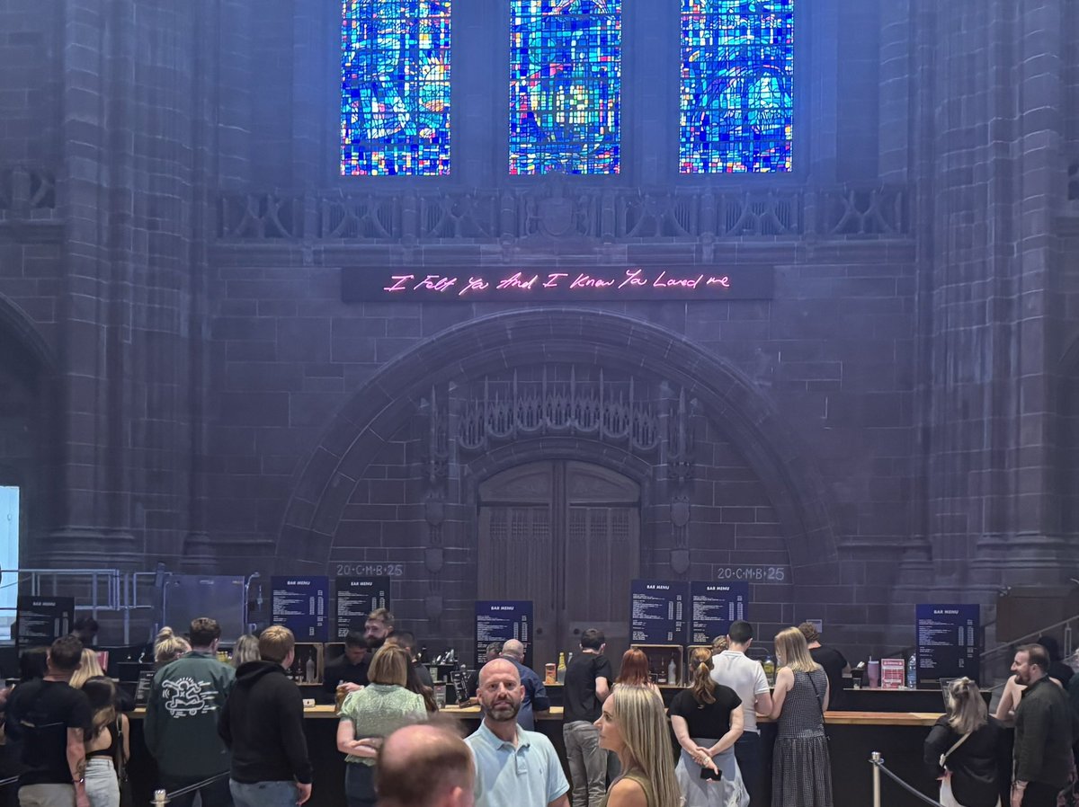 JamesRoryBarber's tweet photo. Disappointed with the selection of drinks @LivCathedral for tonight’s gig. (Non-vegan) Carling is a poor only beer option. Could’ve at least thrown on some communion wine… https://t.co/aeHYHtXR69