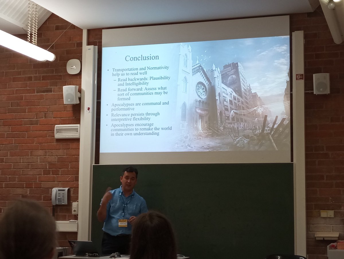TKantartzis's tweet photo. What a way to conclude #snts2025 seminars with a presentation on social cognition and its importance in understanding apocalyptic narratives by Christopher A. Porter. But the real question is: can we say that penguins and ostriches are considered birds?! https://t.co/TYDBF5ELMk