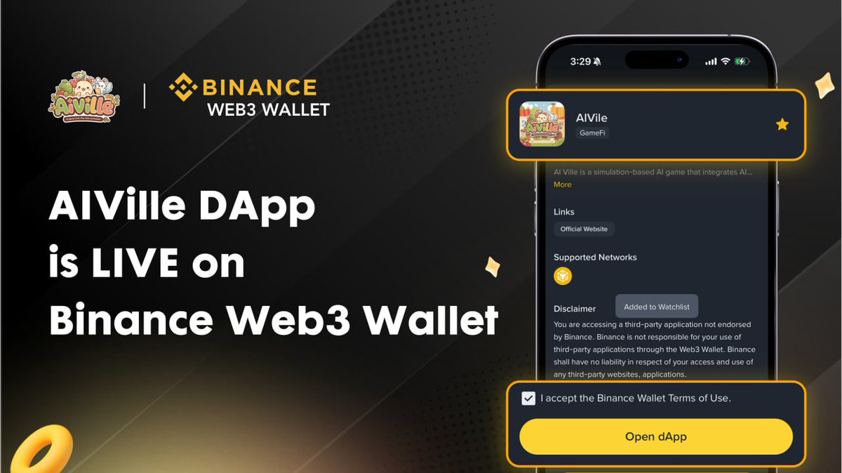 AIVilleWorld (@aivillebot) on Twitter photo 🔥🔥🔥Discover web.aivillegame.com on #Binance Wallet.
Users can now easily interact with the #AIVille Dapp directly from the <a href="/BinanceWallet/">Binance Wallet</a> 🔥🔥🔥Discover web.aivillegame.com on #Binance Wallet.
Users can now easily interact with the #AIVille Dapp directly from the <a href="/BinanceWallet/">Binance Wallet</a>