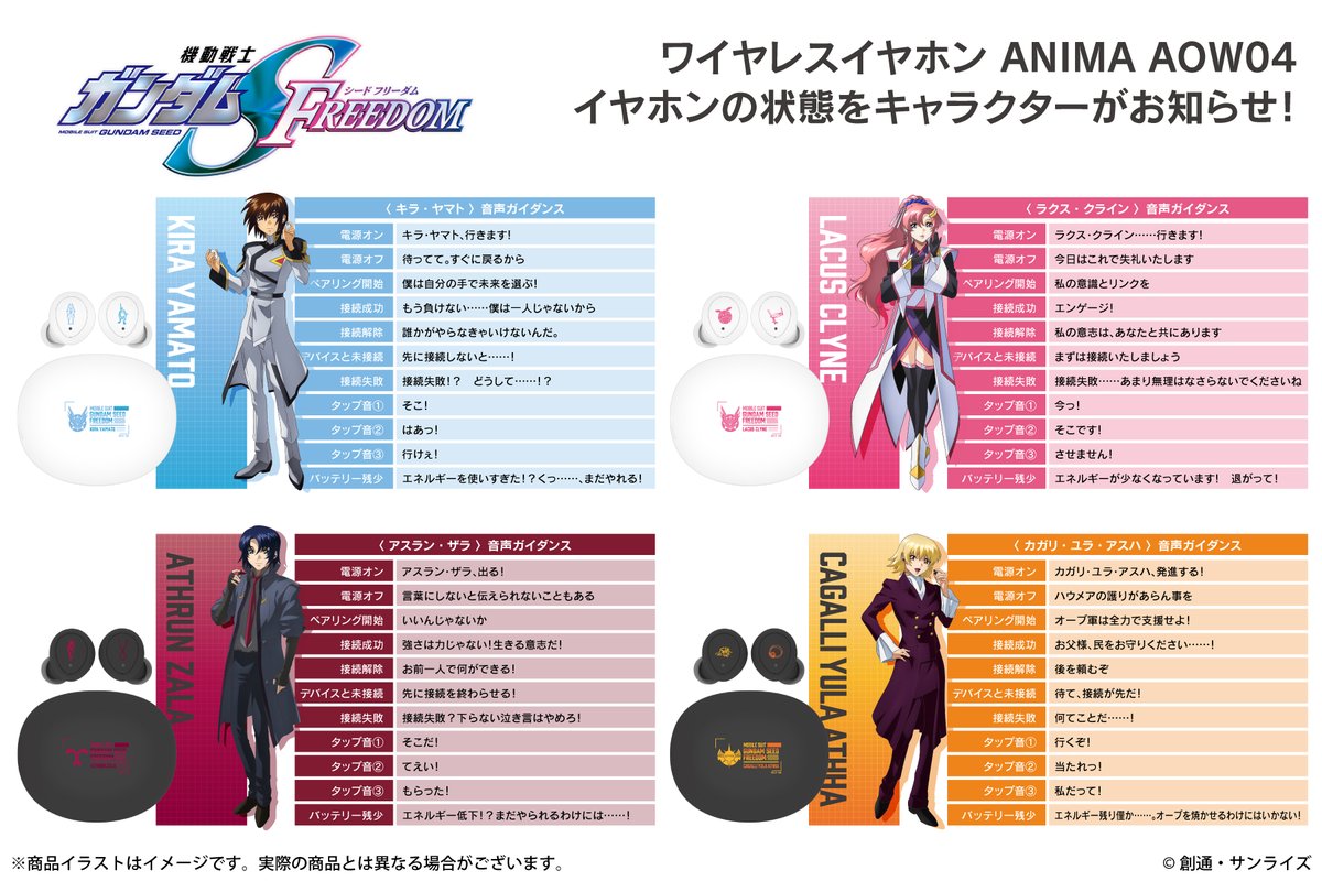 ガンダムSEED　FREEDOM　ワイヤレスイヤホン　キラ・ヤマト　保志総一朗 FREEDOM』録り下ろしボイス搭載ワイヤレスイヤホンが登場 ガンダムSEED イヤホン
