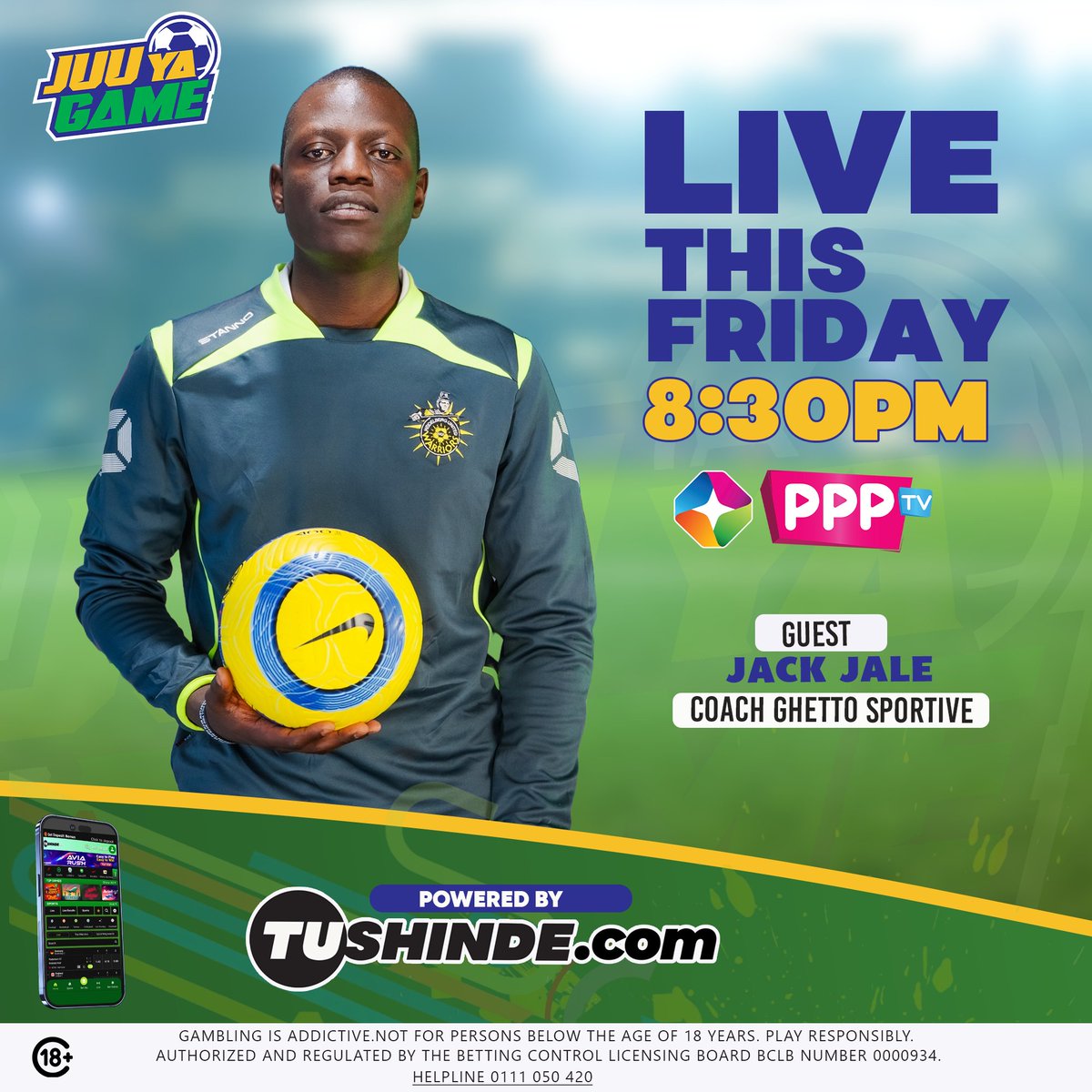 TushindeBet's tweet photo. 🎙️LIVE Tonight on #JuuYaGame
Tunamhost Coach Jack Jale kutoka Ghetto Sportive – moja ya timu kali za mtaa!
Anazungumza kuhusu safari yake, changamoto na mafanikio kwa game ya mtaa. ⚽🔥
📺 8:30PM | PPPTV – usikose!

#Tushindebet #PPPTV #JuuYaGame #CoachJackJale #GhettoSportive https://t.co/dyXIBWvwCu