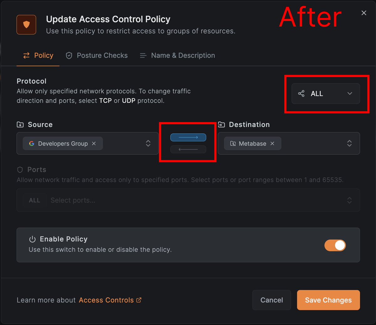 It may have gone unnoticed, but NetBird now has a stateful firewall!

Previously, when selecting ALL protocols or ICMP, you couldn’t restrict traffic to just one direction, a pretty big limitation. E.g., meaning that Metabase could access Devs 😄 Now, that’s no longer the case.