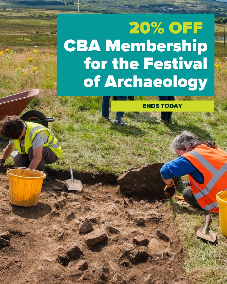 ⏳ Last chance! Today’s the final day to get 20% OFF CBA membership 🎉

If you’ve enjoyed this year’s #FestivalOfArchaeology, now’s the perfect time to join the CBA and help keep the discoveries coming, while saving a little too!

✨ £40 for the year (normally £50)
📲 Digital