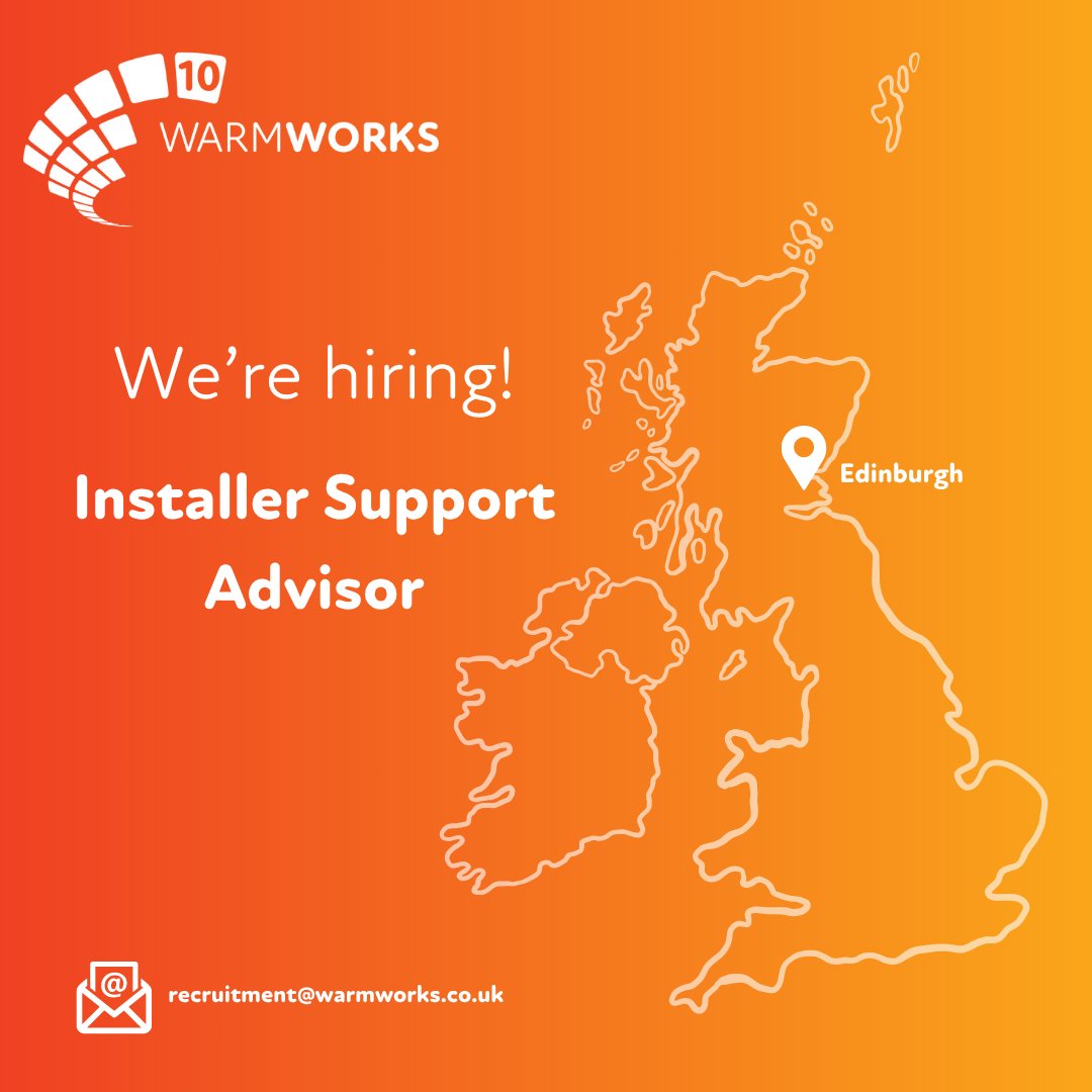 We have an exciting opportunity for an Installer Support Advisor to join our team.

To find out more about this role and life at Warmworks, visit: warmworks.co.uk/work-for-warmw…