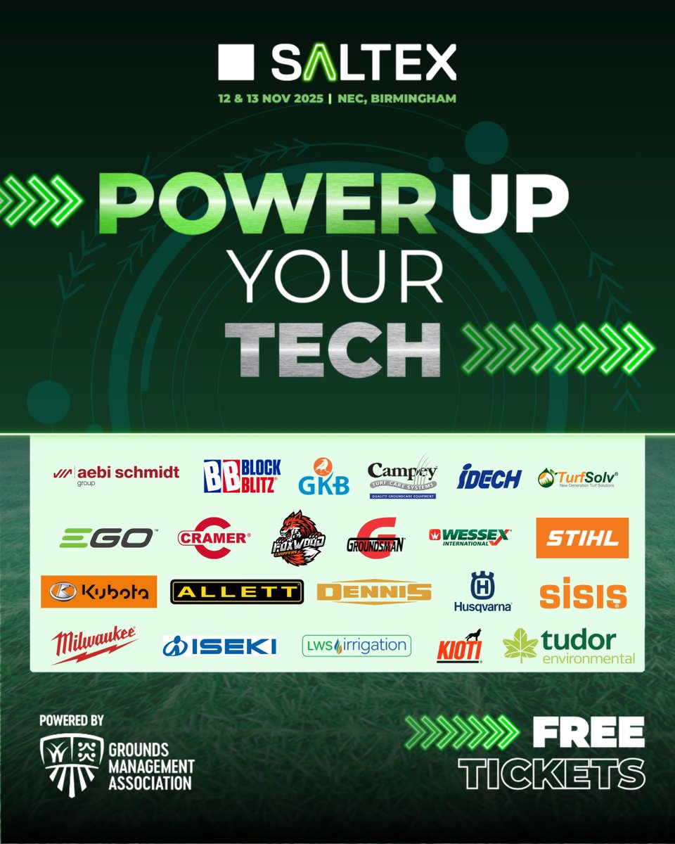 🚨 Exhibitor Spotlight: Powering every corner of the cector! ⚡

From cutting-edge machinery to precision irrigation, hand tools to turf solutions - SALTEX 2025 brings together the full spectrum of innovation in grounds management.

Meet major brands across equipment,