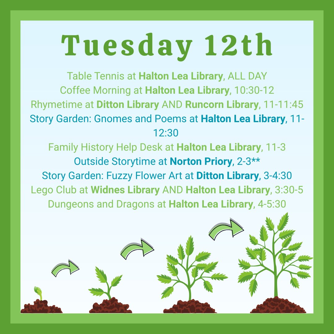 [1/2]
Can you believe we're already into the 2nd half of our Summer Holidays schedule!! Hope you've all enjoyed what we've been up to so far 🤞

*These events are bookable: library.haltonbc.info/summer-holiday…

**To attend the session at Norton Priory, you will need to pay the entrance fee