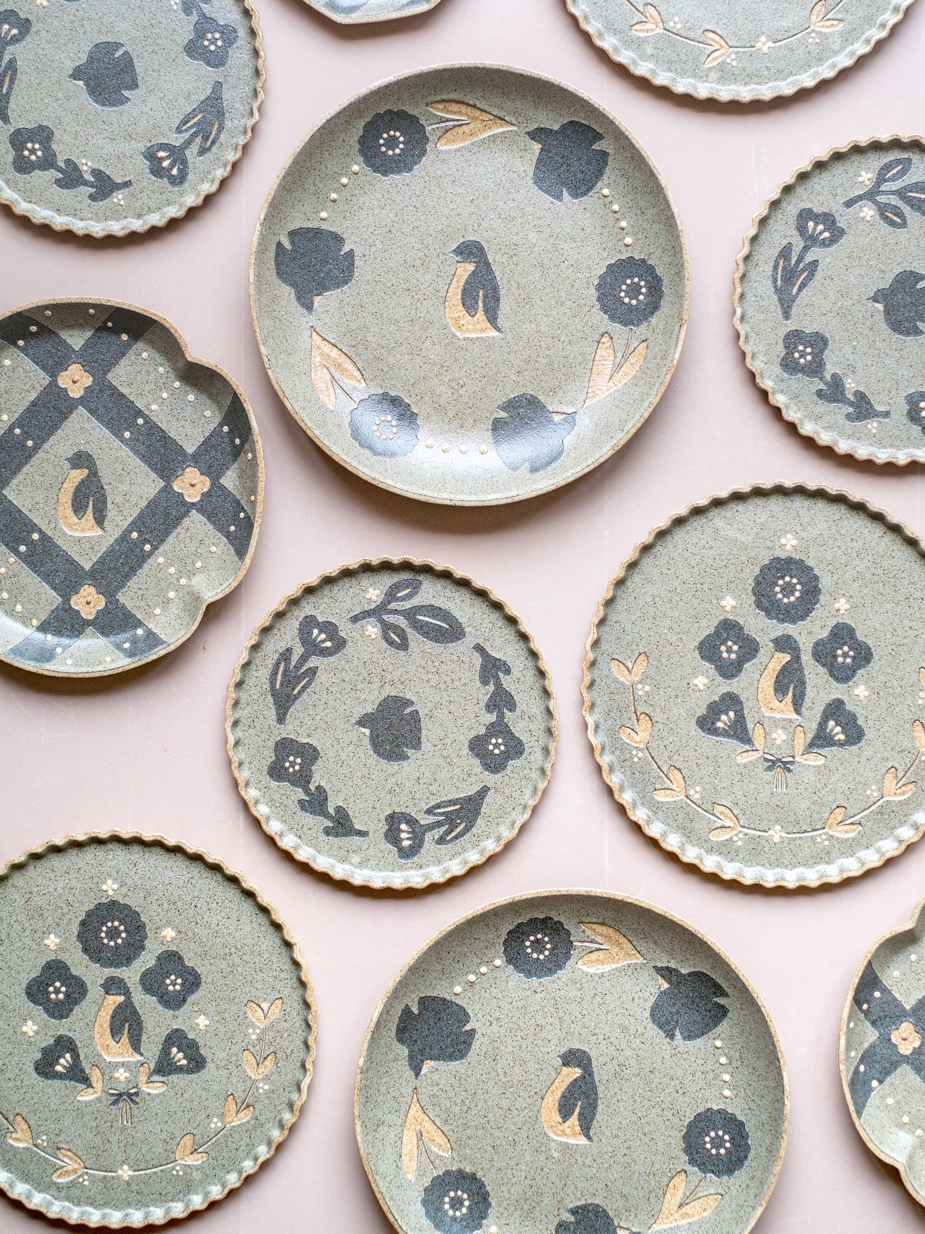 【美品】苔色工房（田中遼馬）/花ボウル/2個セット 楽天市場】苔色工房（田中遼馬） 花 浅鉢（ボウル） 【うつわ 和