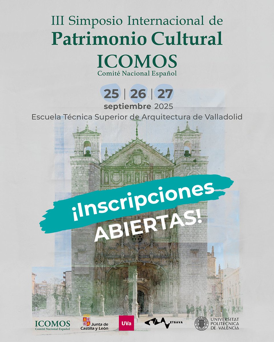 🎓 ¡Ya están abiertas las inscripciones al III Simposio Internacional de Patrimonio Cultural de ICOMOS-España!

🗓️ ¡Plazas limitadas!

👉 Inscríbete aquí: icomos.es/inscripcion-ii…

#ICOMOS #PatrimonioCultural #IIISimposioICOMOS #Cultura