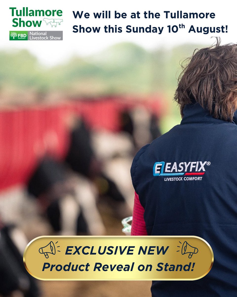 EASYFIX (@easyfixofficial) on Twitter photo Weโre excited to be back at the <a href="/tullamoreshow/">Tullamore Show</a> this Sunday, 10th of August ๐
Visit the EASYFIX stand for an ๐ฒ๐
๐ฐ๐น๐๐๐ถ๐๐ฒ first look at our ๐๐ง๐๐ฃ๐ ๐๐๐ ๐ฅ๐ง๐ค๐๐ช๐๐ฉ ๐
We canโt wait to see you there! ๐ฅณ
๐Stand E147 & 149
#TullamoreShow #farming #newproduct Weโre excited to be back at the <a href="/tullamoreshow/">Tullamore Show</a> this Sunday, 10th of August ๐
Visit the EASYFIX stand for an ๐ฒ๐
๐ฐ๐น๐๐๐ถ๐๐ฒ first look at our ๐๐ง๐๐ฃ๐ ๐๐๐ ๐ฅ๐ง๐ค๐๐ช๐๐ฉ ๐
We canโt wait to see you there! ๐ฅณ
๐Stand E147 & 149
#TullamoreShow #farming #newproduct