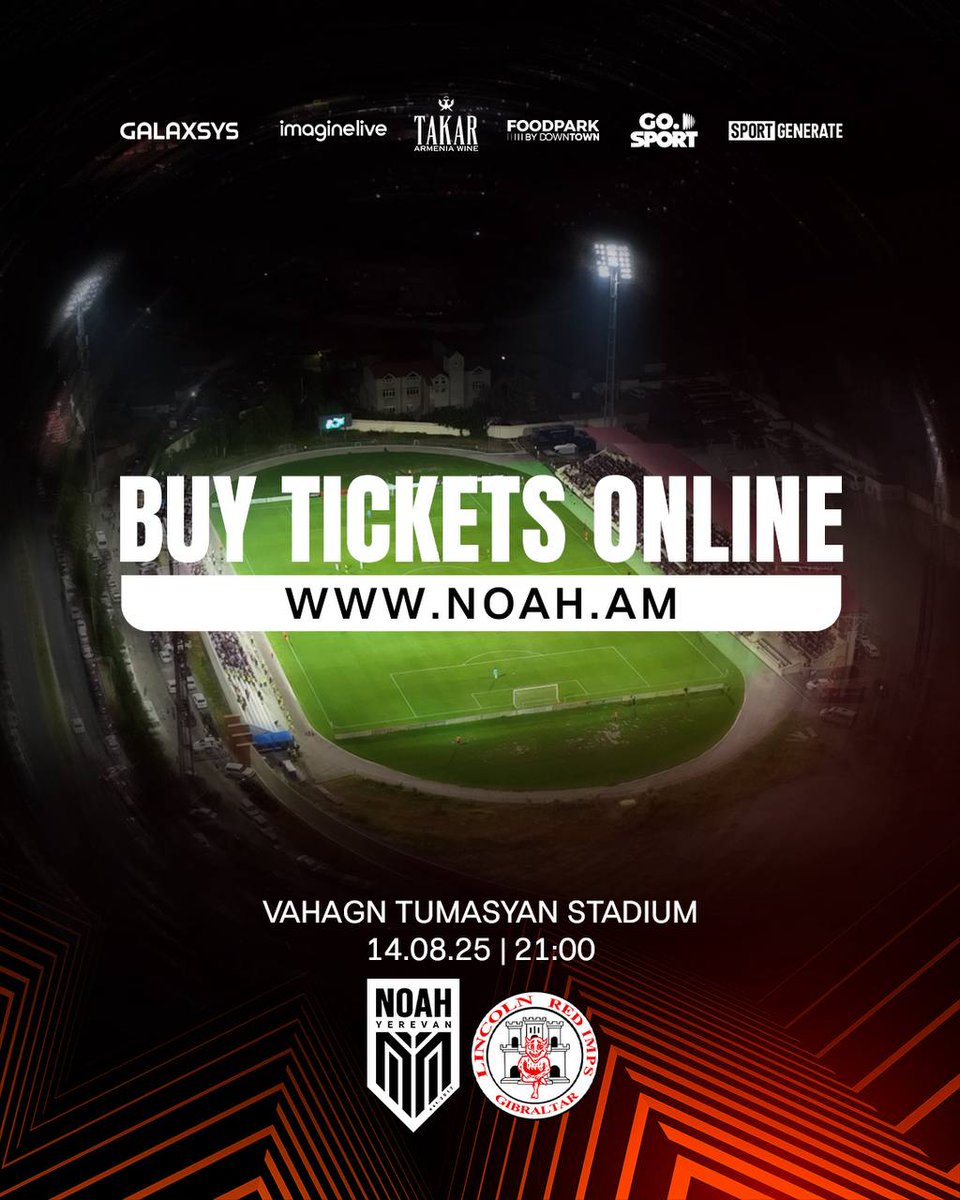 🎟 Get your tickets for the 2nd Leg next Thursday at noah.am by selecting the match and clicking “BUY TICKET.”

Our dearest fans, you are our 12th man, we need you more than ever to guarantee a European spot. 🤍🖤🇦🇲

#UEL #EuropaLeague