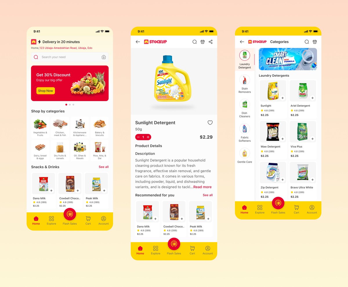 Yemmoskie's tweet image. Grocery shopping app 🛒✨

#UIDesign #EcommerceApp #GroceryApp #MobileDesign #UXDesign #ProductDesign #DesignwithAgba #Day5
