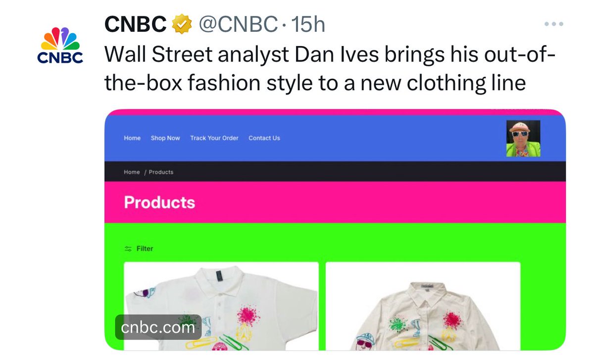 🚀 <a href="/DivesTech/">Dan Ives</a> X Snow Milk Collab coverage on @cnbc &amp; @yahoofinance 

Available at danivesclothing.com

Dan Ives, the Wall Street analyst known for his bullish tech stock views and unique fashion sense, has launched a clothing line in collaboration with Snow Milk