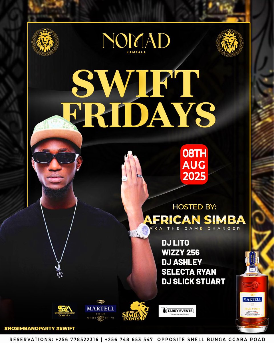 NOMAD_KAMPALA's tweet photo. Swift Fridays just got a whole new vibe with @africansimbaevents 🔥 bringing the unstoppable party @nomad_kampala no SiMbA No pArTy 💃🏽🕺
#SwiftFridays
#AfricanSimba
#NomadKampala” https://t.co/CkD5zgRzo2