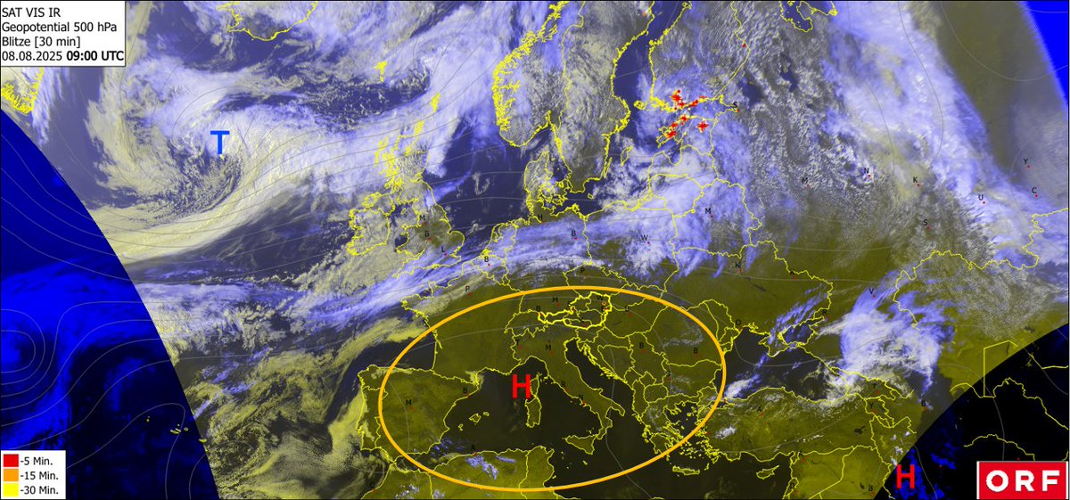 manu_oberhuber's tweet image. Das riesige Hoch #INES sorgt jetzt für viel Sonnenschein. Regenschauer gibt es morgen und am Sonntag nur ganz vereinzelt, z.B. in der Obersteiermark und in Niederösterreich.
Aktuell schon 30° im Wienerwald. Morgen dann generell um 33°, am Sonntag Spitzen bis 36°.