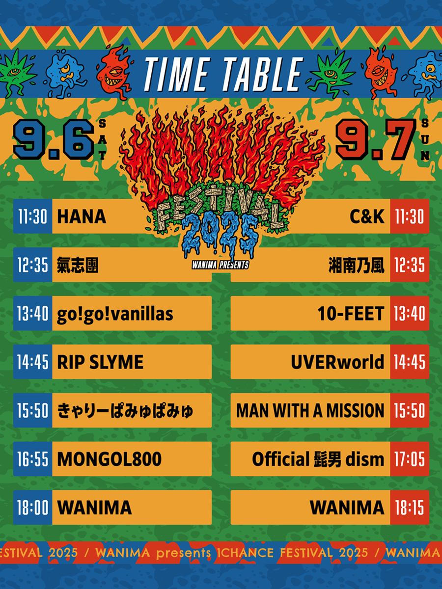 🔥1CHANCE FESTIVAL 2025🔥 タイムテーブル公開しました⏰ #WANIMA