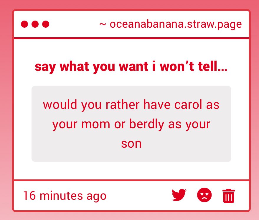 i could raise berdly to be an upstanding young citizen because i would throw seeds at him whenever he does something good i love him oceanabanana.straw.page