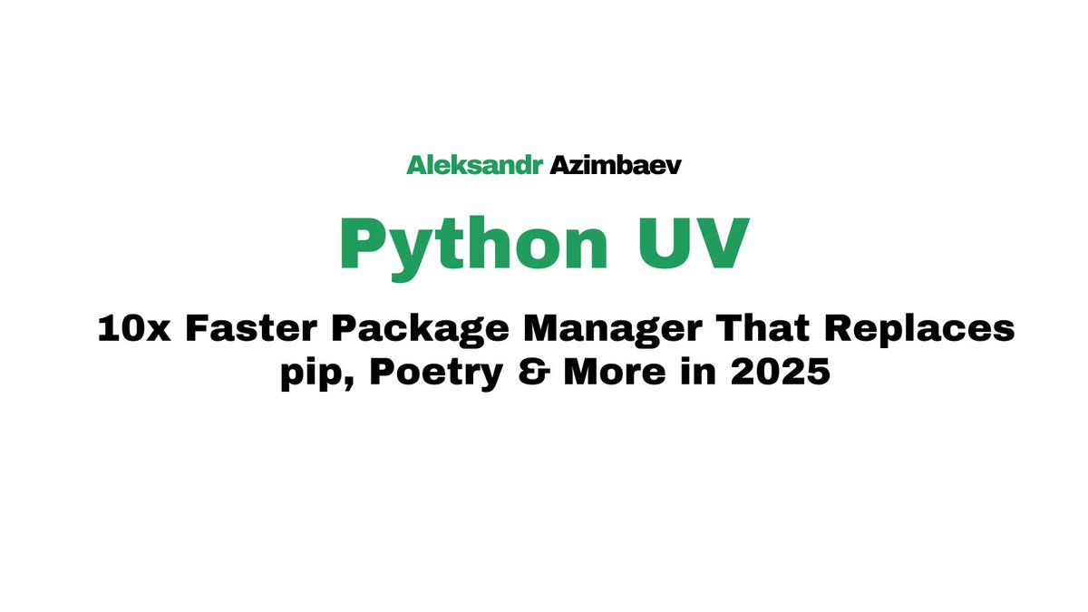 alex_azimbaev's tweet image. Discover Python UV - the Rust-based package manager that&apos;s 10-100x faster than pip. Cut CI build times, manage dependencies instantly, and boost your Python workflow in 2025.

medium.com/p/python-uv-10…