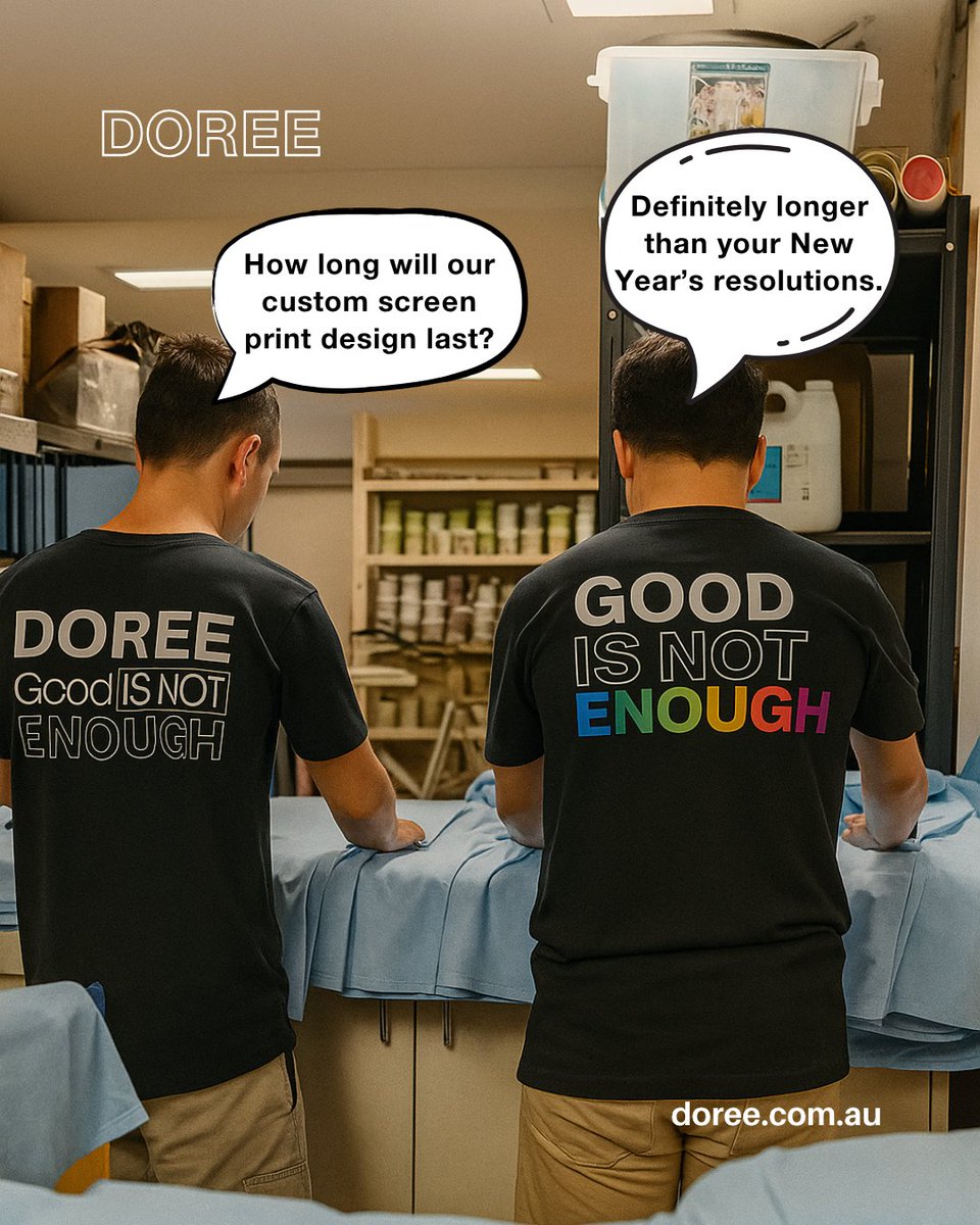 DoreePrinting's tweet image. Your New Year’s resolutions might fade by February… but our screen prints?
They’ll still be going strong next year (and the one after that). 💪👕

🖨️ doree.com.au
📧 reception@doree.com.au
📞 07 3391 6044
.
.
#CustomScreenPrinting #BrisbanePrinting #LongLastingPrints
