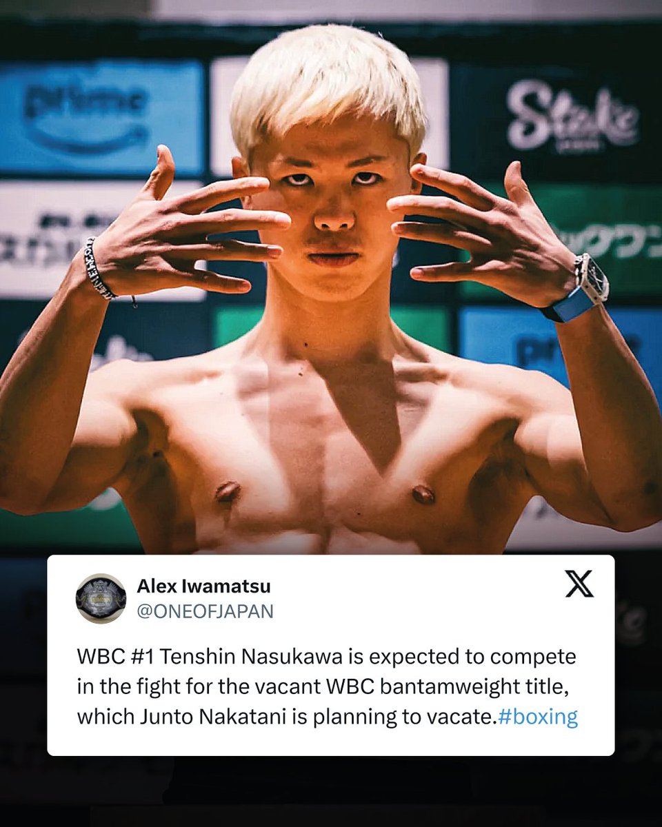 Beyond_Kick's tweet photo. With Junto Nakatani chasing Naoya Inoue up a division, kickboxing sensation Tenshin Nasukawa is expected to fight for the vacant WBC bantamweight title.

#TEAMTENSHIN https://t.co/s2EJGMzeSU