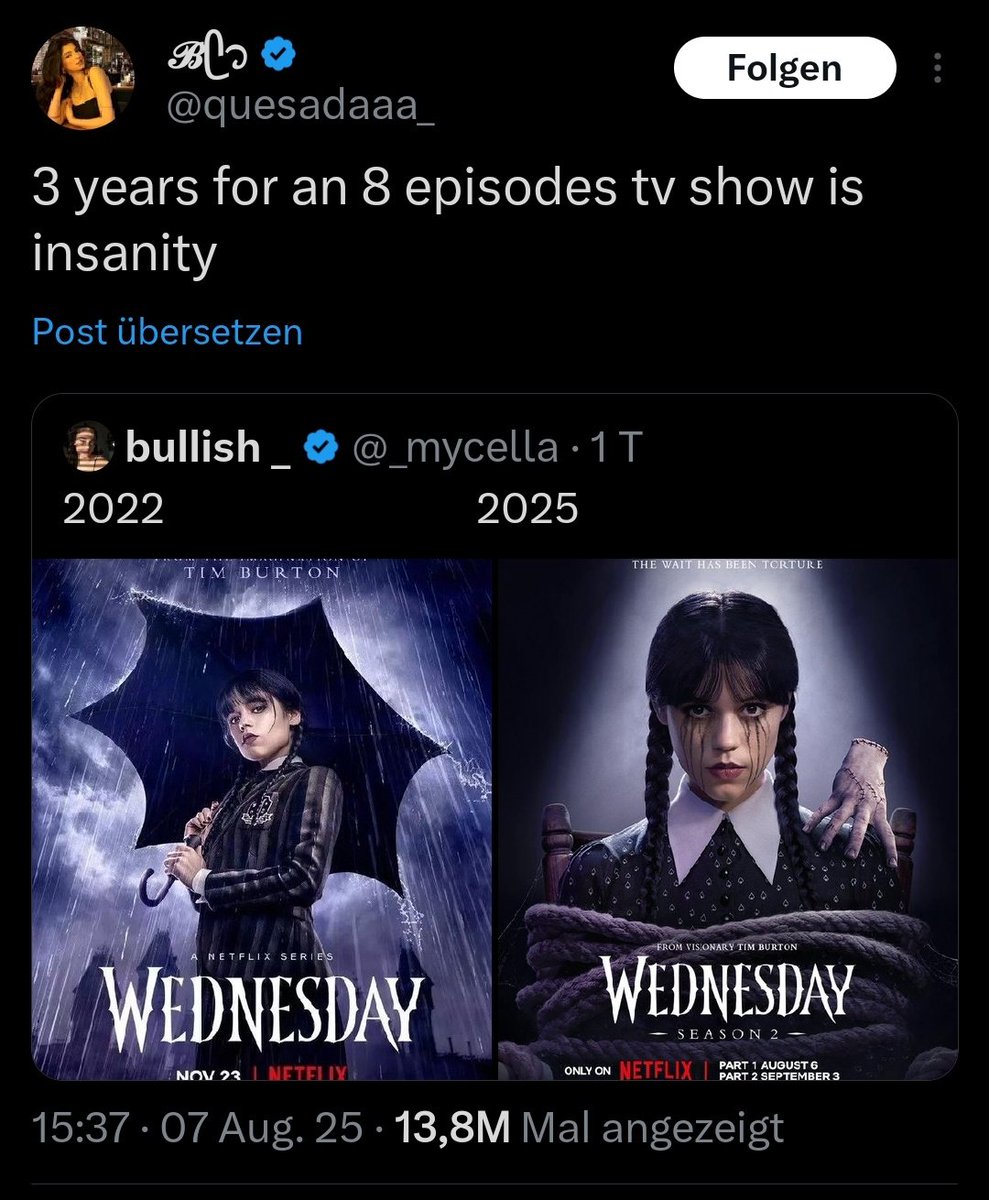 Ist Leuten eigentlich bewusst wie sehr die Produktionsqualität von Serien in den letzten Jahren gestiegen ist?

Früher waren Serien Serien. Jetzt sind das basically 8 Mini Kinofilme die man produzieren muss.
Auch die Kommentare... Einfach leise sein wenn man keine Ahnung hat...