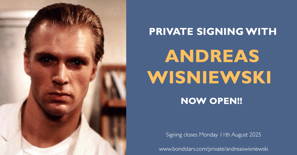 A reminder that our private signing with Andreas Wisniewski (Necros in The Living Daylights) closes on Monday 11th August at 10:00am (UK time).

Pre-order a personally signed still here - bondstars.com/private/andrea…

#JamesBond #jamesbondautographs #thelivingdaylights #diehard