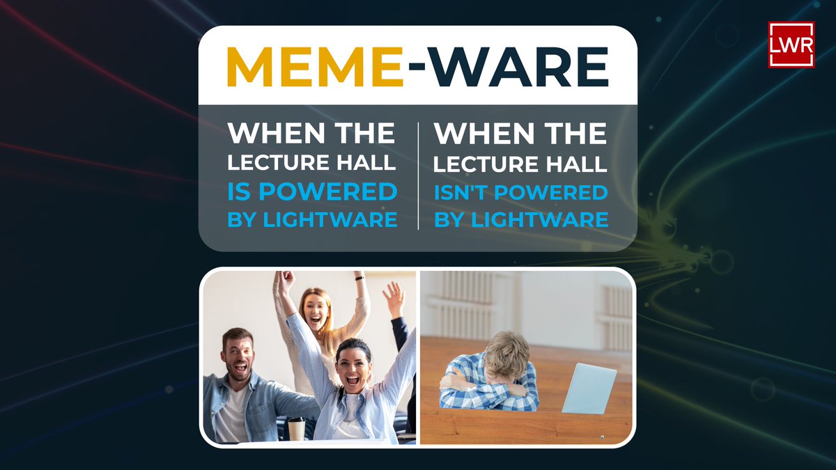 Back at it with Meme-Ware summer 👀

This summer, the only thing hotter than the weather is the tech behind our lecture halls 🔥

#ProAV #Lightware #AVTweeps