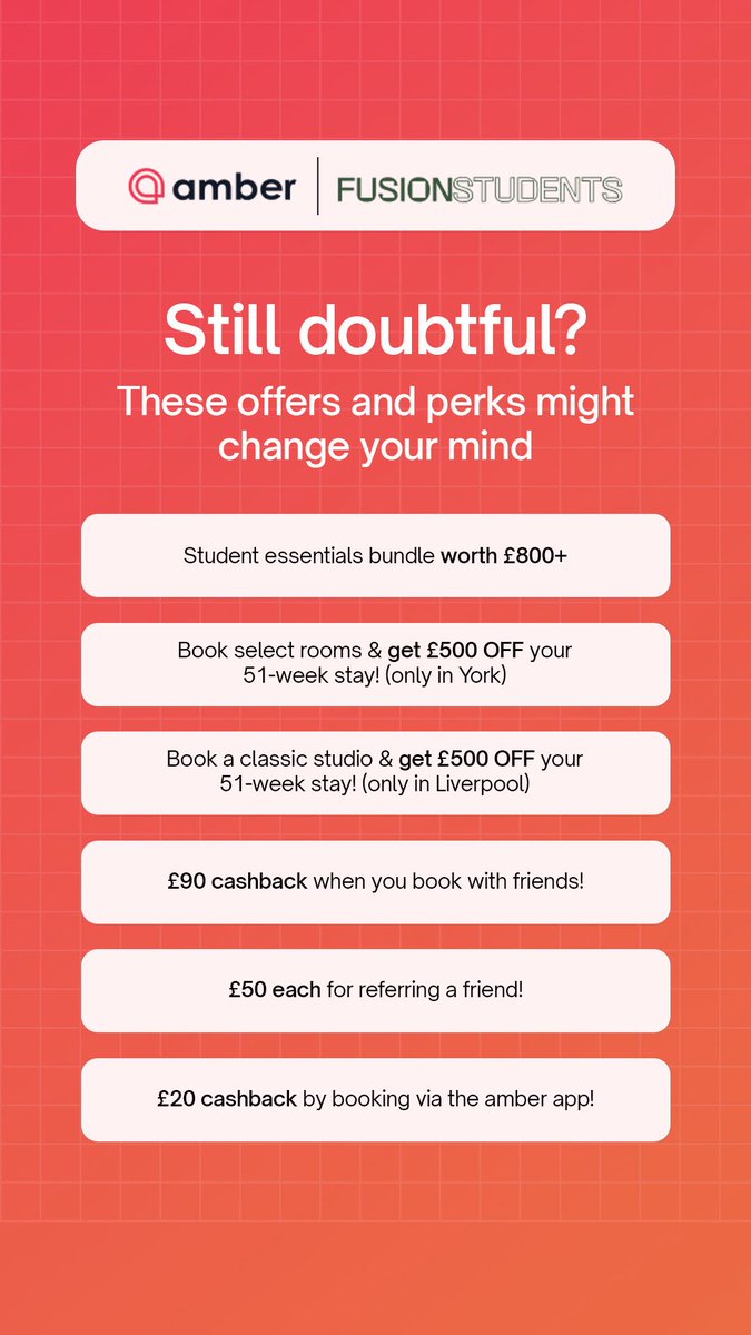 amberstudent_'s tweet photo. London? Liverpool? York? Nottingham? 📍 FusionStudents has you covered. Book your room, lock in the vibes. 🛋️🔥 #FusionStudents #AmberStudent #StudentLife https://t.co/eKxBtvaPms