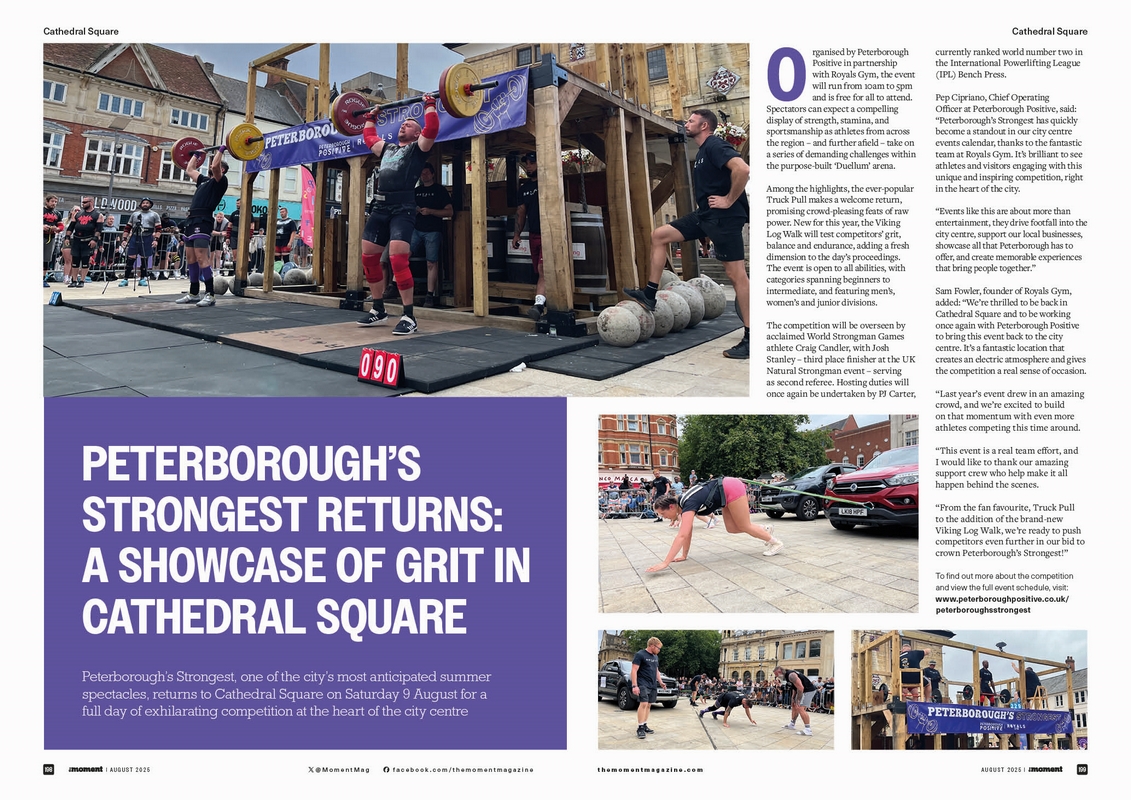 The Moment Magazine Peterborough (@momentmag) on Twitter photo Peterborough’s Strongest returns Sat 9 Aug at Cathedral Square!
Watch athletes tackle the Truck Pull & new Viking Log Walk – FREE entry, 10am–5pm.
Join us for a day of strength, fun, & community spirit!
More info: bit.ly/3UQZaaB
<a href="/PboroPositive/">Peterborough Positive</a> <a href="/pborocathedral/">Peterborough Cathedral</a> Peterborough’s Strongest returns Sat 9 Aug at Cathedral Square!
Watch athletes tackle the Truck Pull & new Viking Log Walk – FREE entry, 10am–5pm.
Join us for a day of strength, fun, & community spirit!
More info: bit.ly/3UQZaaB
<a href="/PboroPositive/">Peterborough Positive</a> <a href="/pborocathedral/">Peterborough Cathedral</a>