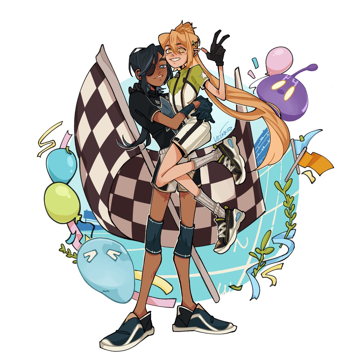 veikomustdie's tweet image. I'm very late with this art 🏁
#原神 #KaeTher #AeKaeya